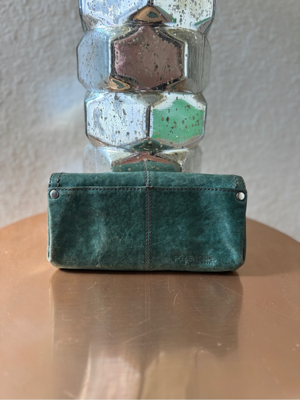 Fossil Fifty Four Teal Green Leather Foldover Wallet - Picture 3 of 10